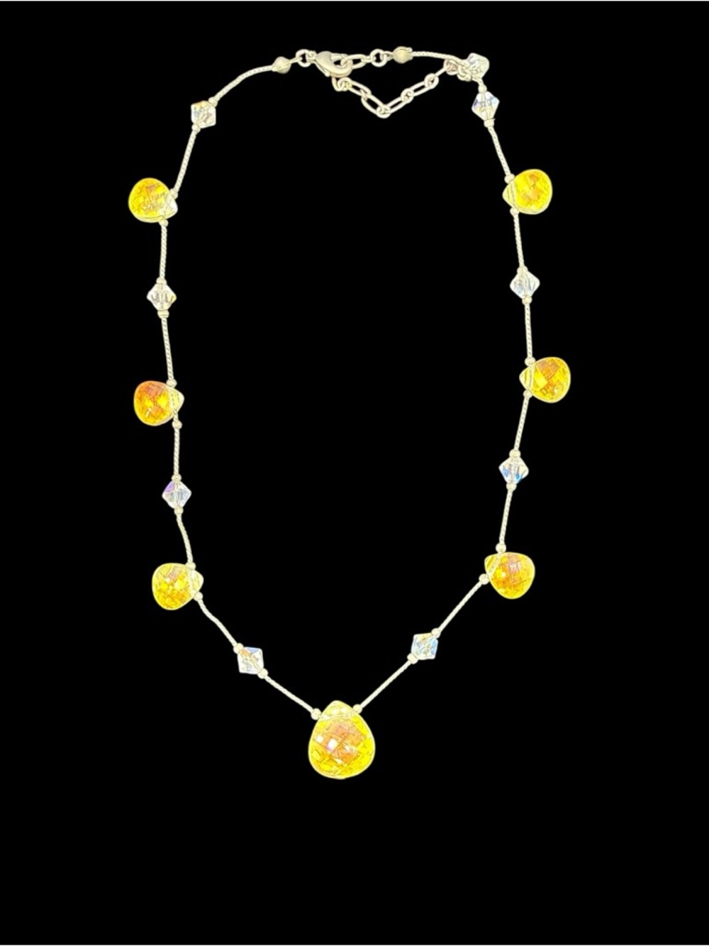 Swarovski Style Necklace with Iridescent Crystal Drops